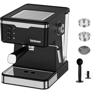 DIGIQUEST Pocia Coffy Macchina da Caffè Espresso | 20 Bar | Compatibile con Caffè in Polvere e Cialde | Funzione Cappuccino, Vapore e Acqua Calda