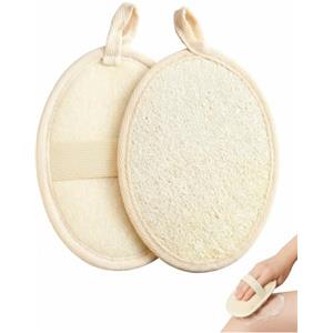 Luxorium 2 spugne da bagno in luffa naturale 9x14 cm scrub corpo ecologico spugna doccia esfoliante per donne e uomini colore beige