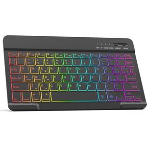 HZD Tastiera Wireless Bluetooth, Rechargeable Tastiera Universale Ultra Sottile per Tablet, Tastiera Retroilluminata per Tablet Samsung/IOS/Android/Windows/Telefoni, Layout Italiano QWERTY