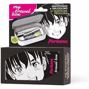 Forhans, Kit da viaggio, My Travel Box Ragazzo Manga, Kit Con Spazzolino Componibile E Dentifricio Al Carbone Attivo, Contenitori Da Viaggio Per Liquidi, Mini Size da Viaggio