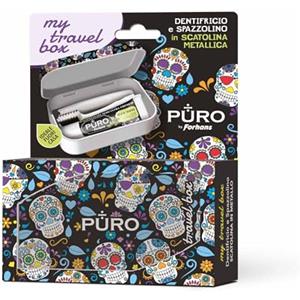 Forhans, Kit da viaggio, My Travel Box Teschi Nero, Kit Con Spazzolino Componibile E Dentifricio Al Carbone Attivo, Contenitori Da Viaggio Per Liquidi, Mini Size da Viaggio