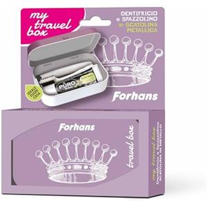 Forhans, Kit da viaggio, My Travel Box Corona Rosa, Kit Con Spazzolino Componibile E Dentifricio Al Carbone Attivo, Contenitori Da Viaggio Per Liquidi, Mini Size da Viaggio