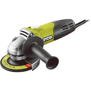 Ryobi RAG600-115G, Smerigliatrice Angolare 600W, Diametro 115 mm, 2 Posizioni di Impugnatura, 13.000 giri/min, Blocco dell'Albero, Sistema di Protezione LLO