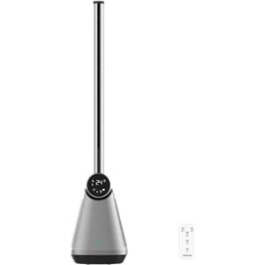 Cecotec - Ventilatore a Torre EnergySilence 9890 Skyline Bladeless Dark senza pale 100 cm, 50W, touch screen LED, telecomando, 3 modalità, 3 velocità, timer 15 ore, oscillazione 40º, Acciaio Base Nera