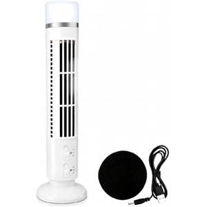 Ouitble Ventilatore a Torre Silenzioso, Mini Ventilatore a Colonna USB con Luce, Mobile Regolabile, Alimentato a Batteria per Casa, Camera Letto, Ufficio (Bianca)