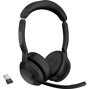 Jabra Evolve2 55 Cuffie Wireless Stereo con tecnologia Jabra Air Comfort, USB-A dongle, Tutte le piattaforme, Stereo, Senza Supporto