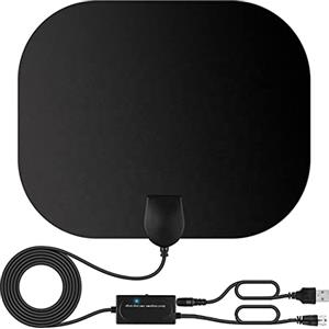 Qualihome Antenna TV, antenna TV digitale da interni per digitale Freeview 4K 1080P HD VHF UHF per canali locali, portata oltre 250 miglia, con amplificatore di segnale, supporta tutti i televisori