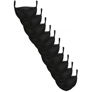 Build Your Brand Cotton Face Mask 10-pack Maschera di tutti i giorni, Black, One Size Unisex-Adulto
