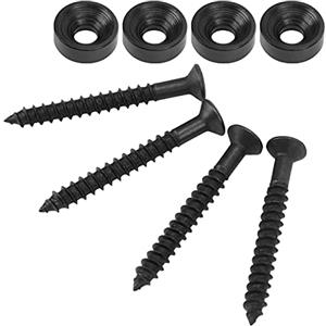 UPALDHOU 4 Set di Boccole per Giunto per Manico della Chitarra in Acciaio Inossidabile, Bullone con Ghiera in Metallo con Accessorio a Vite per Basso Elettrico (BLACK)