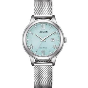 CITIZEN Eco-Drive Orologio solare da donna con cinturino in rete in acciaio inox e data in diverse varianti, argento, Bracciale