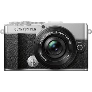 OM SYSTEM Kit fotocamera Olympus PEN E-P7, sensore 20 MP, schermo HD LCD inclinabile, 4K, Wi-Fi, controllo profilo colore e monocolore, argento comprende obiettivo M.Zuiko Digital ED 14-42mm EZ nero