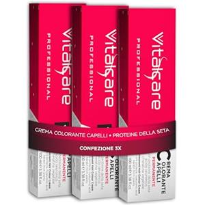 Vitalcare | Professional - Colorazione Permanente, Crema Colorante Capelli, Tinta Capelli con Proteine della Seta e Cheratina, n° 4/23, Castano Giamaica, 3 x 100ml