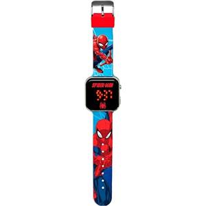 Kids Licensing - Orologio digitale a LED per bambini con personaggi ha funzioni di ora, data e cinturino regolabili, LED Spiderman, Uomo Ragno Blu