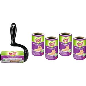 Scotch-Brite Rullo Levapelucchi Extra Adesivo per Animali, Grandi Superfici + 4 Ricariche (48 Fogli per Rullo)