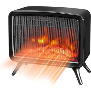 Avilia Caminetto Elettrico con Effetto Fiamma Finta - Potenza e Termostato Regolabile 800/1600W per un Riscaldamento Efficace e un Controllo della Temperatura Ottimale - 34x18x30 cm