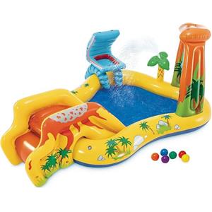 Intex Piscina Gonfiabile Playground Dinosauri, Vinile, Multicolore, 249x191x109 cm,Intex Eta 2+