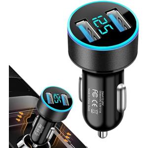 Generic Caricabatteria da auto - Caricabatteria da auto USB C | Adattatore di ricarica rapida a 2 porte | Adattatore di ricarica rapida per telefono e tablet | Display digitale intelligente Protezione contro