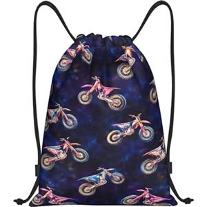 HLBSDM Borse a sacco colorate per moto da cross, moto da cross, sport, palestra, yoga, zaino con coulisse per adulti, 14x16,9 pollici, piccole