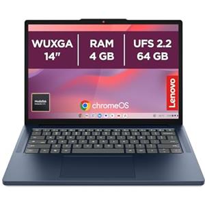 Lenovo Chromebook 14" Notebook IPS WUXGA (1920x1200), 64GB SSD, 4GB RAM, Wi-Fi6E, ChromeOS, MediaTek Kompanio 540 - Laptop Leggero per Studio, Streaming e Uso Quotidiano
