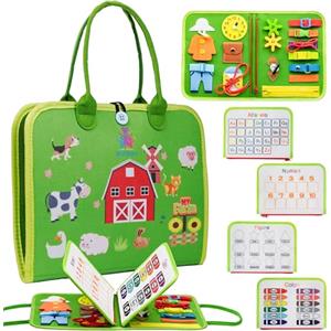 BrioKids Libro Montessori Interattivo in Feltro - Busy Board Montessori Italiano - Gioco Bambino 2, 3, 4 Anni - Valigetta Sensoriale con Giochi Educativi per Maschio e Femmina per Sviluppo Cognitivo