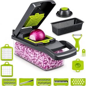 Generico Mandolina per Verdure - Taglia Frutta Multifunzionale - Regolabile con Lame Intercambiabili - 16 in 1 - Affettatrice Manuale per Cucina Professionale