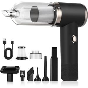 Zaxiva Aspirabriciole Senza Fili, 6500PA Aspirapolvere Auto Portatile, 3 in 1 Mini Aspirapolvere Potente con Filtri HEPA, 90W Ricaricabile Aspirapolvere per Auto Casa Ufficio Peli di Domestici