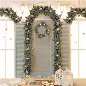 Lergas Ghirlanda di Natale con illuminazione, 5M decorazione natalizia Ghirlanda con 50 luci LED, Ghirlanda illuminata alimentata a batteria per albero di Natale, scala, decorazione natalizia per interni ed