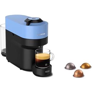De'Longhi Nespresso Vertuo Pop ENV90.A Macchina del Caffè compatibile con le NUOVE CAPSULE NESPRESSO con Tecnologia Centrifusion, 4 Formati in Tazza, Incluso Set di 12 Capsule, 1260W, Pacific Blue