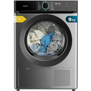 Cecotec Asciugatrice a Pompa di Calore 9Kg Bolero Dresscode Dry 9180 Steel.650W, Classe E(A++), 15 Programmi, 3 Livelli Asciugatura, SpaCare, Antipiega, Accessorio Scarpe, Steel, Risparmio Energetico
