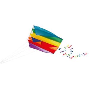 GÜNTHER FLUGSPIELE Paul Günther 1173 - Aquilone monofilo Mini Parafoil con Motivo Arcobaleno, in Robusto Poliestere, per Bambini dai 6 Anni in su, con Maniglia di avvolgimento, Corda e Coda, Dimensioni Circa 60 x 51 cm