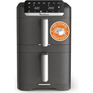 Moulinex Easy Fry Crispy Stack, Friggitrice ad Aria Verticale con Doppia Resistenza, Salvaspazio, Cottura ad Aria Uniforme e Croccante, Frontale Rimovibile, EZ756HF0