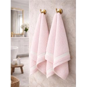 B O S A L O N I Set BOSALONI HOME 2 Asciugamani Viso in Velluto di Corallo 40x80 cm - Morbidi e Assorbenti - Bipack Bagno e Ospiti - (Rosa Antico)