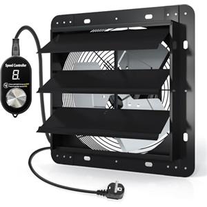 Aygrochy Ventola Aspirazione Industriale 300mm con Regolatore, Ventilatore da Parete con Motore EC 1650 m³/h, Estrattore d'aria per Garage, Cantina, Officina e Cucina