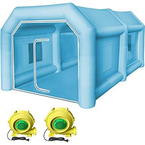 VEVOR Tenda gonfiabile per cabina di spruzzo, 750 W + 350 W, cabina di verniciatura auto, posto di lavoro, tessuto Oxford 210D, con 2 ventole, 4 x 2,5 x 2,2 m, blu