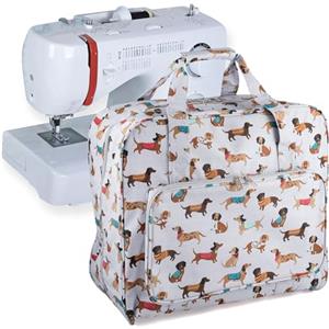 Hobby Gift Esclusiva borsa per macchina da cucire, in PVC, imbottita, per accessori extra, 20 x 44 x 38 cm, motivo: cane salsiccia