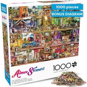 Buffalo Games - Aimee Stewart - The Library of Dogs - Puzzle da 1000 pezzi per adulti impegnativo puzzle perfetto per serate di gioco - Dimensioni del puzzle finito è 26,75 x 19,75