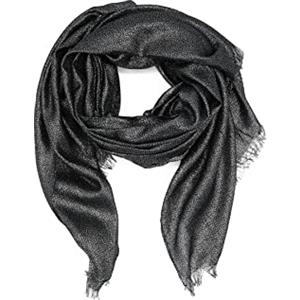QUEEN HELENA Sciarpa Leggera Elegante Foulard Casual Fino Effetto Glitter Donna SC11 (Nero)