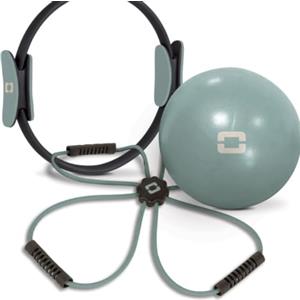 Toorx [Kit Pilates 3 in 1 Set Anello Ring Ø38 cm con Doppia Impugnatura, Palla Yoga Ø25 cm e Flow Reformer X-Core con Fasce Elastiche, per Tonificazione Flessibilità Equilibrio e Allenamento a Casa
