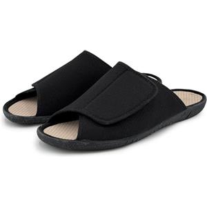 STRAPPO SOFT Ciabatte Uomo Pantofole Estive Aperte Antiscivolo per Casa Ciabatte Comfort per Piedi Gonfi Piedi Larghi Anziani Pantofola Signore Regolabile Nero 44