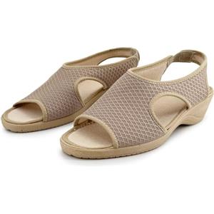 JOMIX Ciabatte Donna Casa Estive Comode Antiscivolo Pantofole Aperte Traspiranti con Cinturino Posteriore Sandali da Casa per Signora Anziani Pianta Larga Made in Spain Beige 40