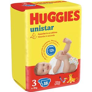 KIMBERLY CLARK ITALIA Pannolini 3 4-9kg Huggies Unistar 18 Pezzi