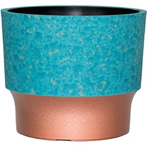 The HC Companies Vaso rotondo in plastica di alta qualità, 17,8 cm, turchese con fondo in rame