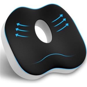 Retazly Cuscino Sedia Ufficio, Cuscino Ortopedico Seduta per Coccige, Memory Foam Cuscino Ergonomico Sedia Ufficio, Ciambella Antidecubito Alleviare il Dolore Cuscino per Sedia per Ufficio Auto Gaming - Nero