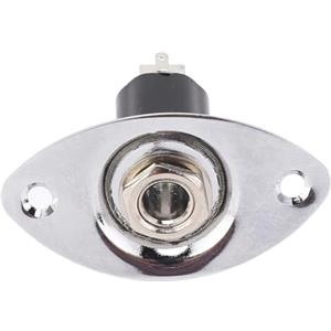 Generic Piastra Jack per Chitarra Elettrica, Presa Jackplate per Chitarra in Metallo Aderente a Forma Ovale da 6,35 Mm per la Sostituzione per le Prestazioni