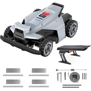 NAVIMOW Segway Navimow X420 robot tagliaerba con Kit di potenziamento del segnale, Garage X + 4 set di lame, AWD per pendenze fino all'84%, Zero-Turn, tagliaerba per tutti i terreni, MowMentum 2×180 W