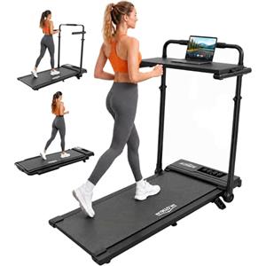 DR.GYMlee Drgymlee Walking Pad 3 in 1 con Inclinazione 7%, Tapis Roulant Pieghevole per Casa e Ufficio, 1-12 km/h con Manubrio Regolabile e Supporto Rimovibile, Motore Silenzioso 2,5 HP