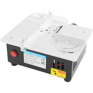 BRRIDE Mini sega circolare da tavolo elettrica con 4 lame, macchina da taglio portatile, multifunzione, piccola sega da 0,1 - 15 mm, altezza regolabile per la lavorazione del legno