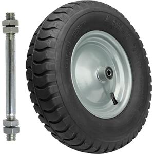 Garronda Ruote per Carrello 4.80/4.00-8 con Asse, Pneumatica 8PR Heavy Duty Ruota Carriola con Valvola Auto, Ø 40,5×9,5 cm, foro 12 mm, portata fino a 180 kg GD-0163, Nero/Grigio