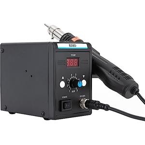 LOIRIIC Stazione di rifinitura ad aria calda 858D, 220 V SMD, stazione per saldatura con pistola termica, stazione di saldatura ad aria calda, stazione dissaldante, 100-500 °C, temperatura, display a LED,