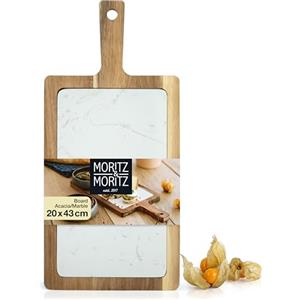 Moritz & Moritz Tagliere da portata in Legno con piano in Marmo - Tagliere in Acacia come decorazione per preparare e servire formaggi, pesce, carne e molto altro